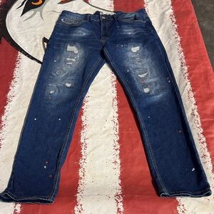 Stylish Distressed Blue Denim Jeans for Men
